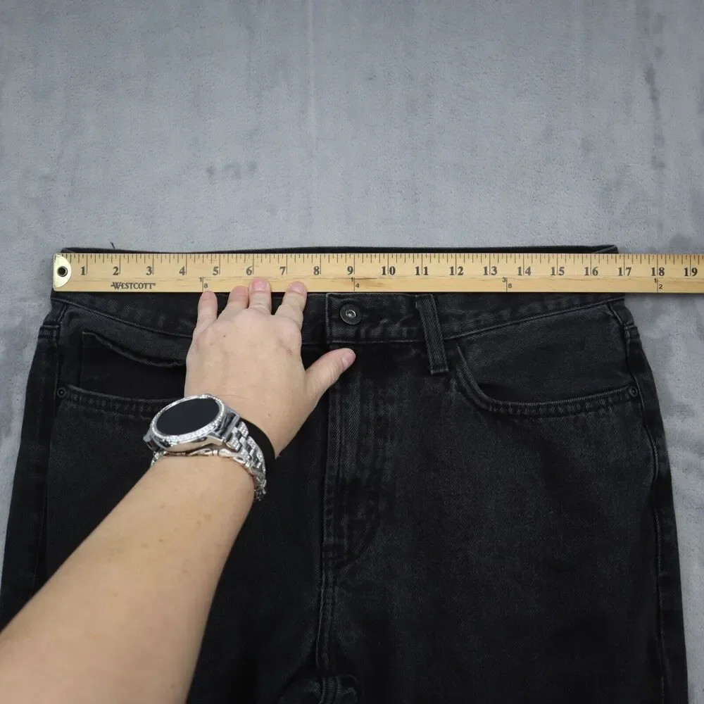 Nautica Pants Mens 34 Black Straight Mid Rise Cotton Pocket Charcoal Denim Jeans